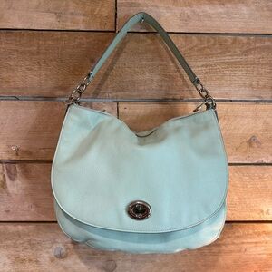 Coach Pebbled Leather Turnlock Hobo Crossbody Bag Mint Green | Fits 13” MacBook